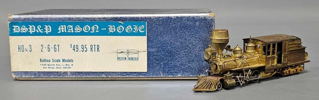 Balboa HOn3 brass DSP&P Mason-Bogie 2-6-6T locomotive in original box (1 of 9)