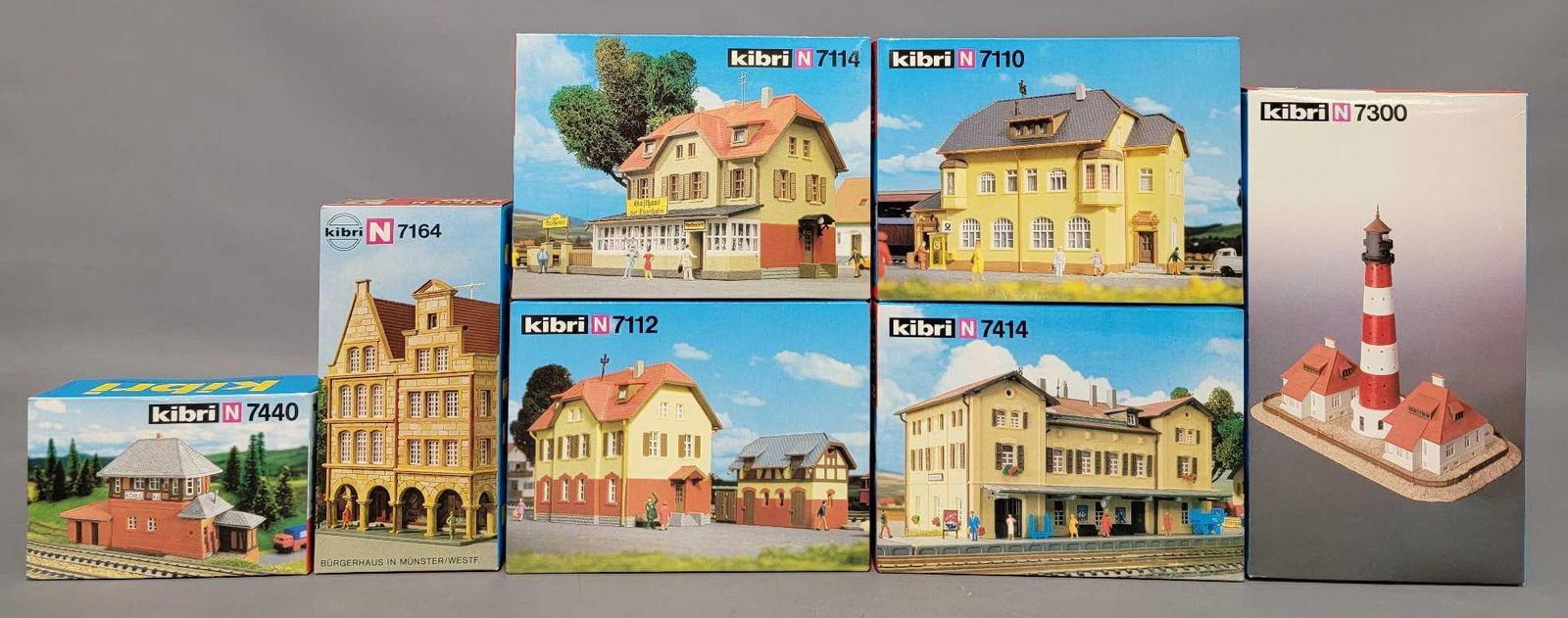 Seven Kibri N scale building kits in original boxes (1 of 5)