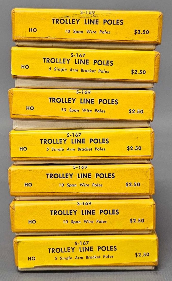 7 sets of  Suydam Ho brass S-169 trolley line poles (1 of 4)