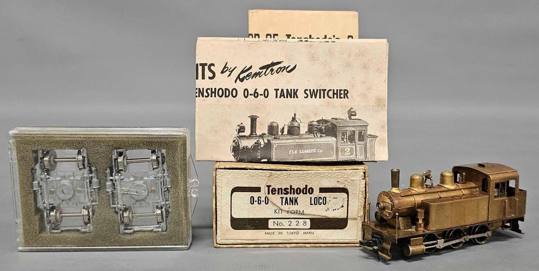 Tenshodo HO scale brass 0-6-0 tank locomotive built kit No 228 in original box (1 of 11)