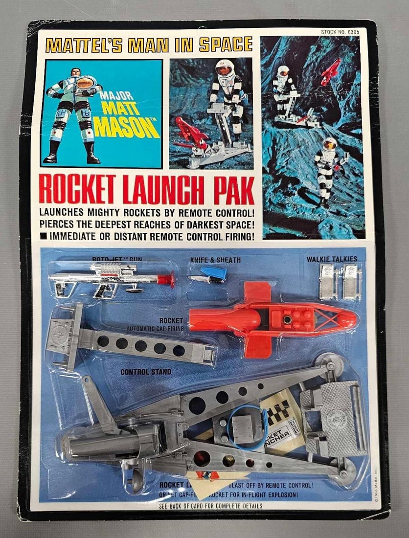 Mattel Major Matt Mason Rocket Launch Pak on blister card: Mattel Major Matt Mason Rocket Launch Pak on blister card, mint accessories on a factory sealed card that is in excellent condition with a perfectly clear blister as seen in the photos.