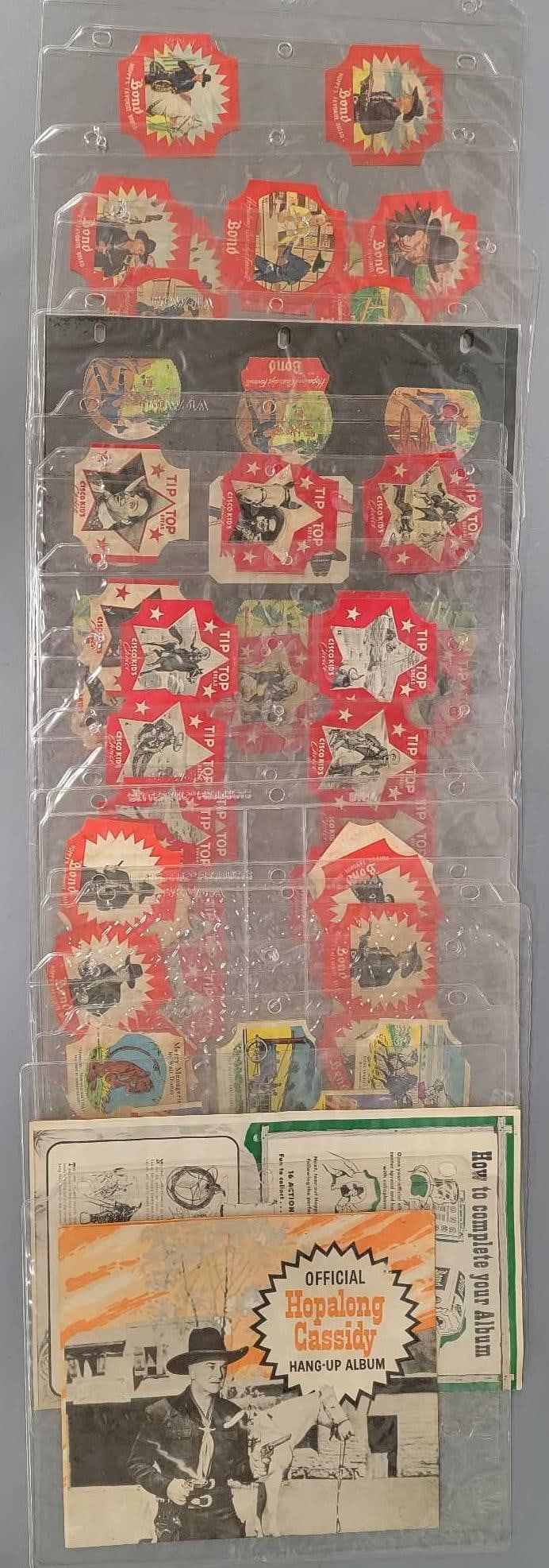 Bond and Tip Top Bread labels and more: Bond and Tip Top Bread labels and more featuring Hopalong Cassidy on the Bond Bread labels and The Cisco kid on the Tip Top Bread labels plus a few others as seen in the photos. The labels are fair to