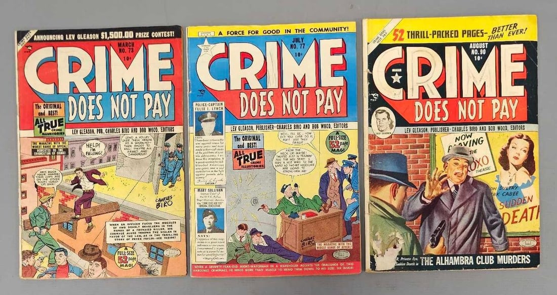 Three Golden Age Crime Does Not Pay comics (1 of 5)