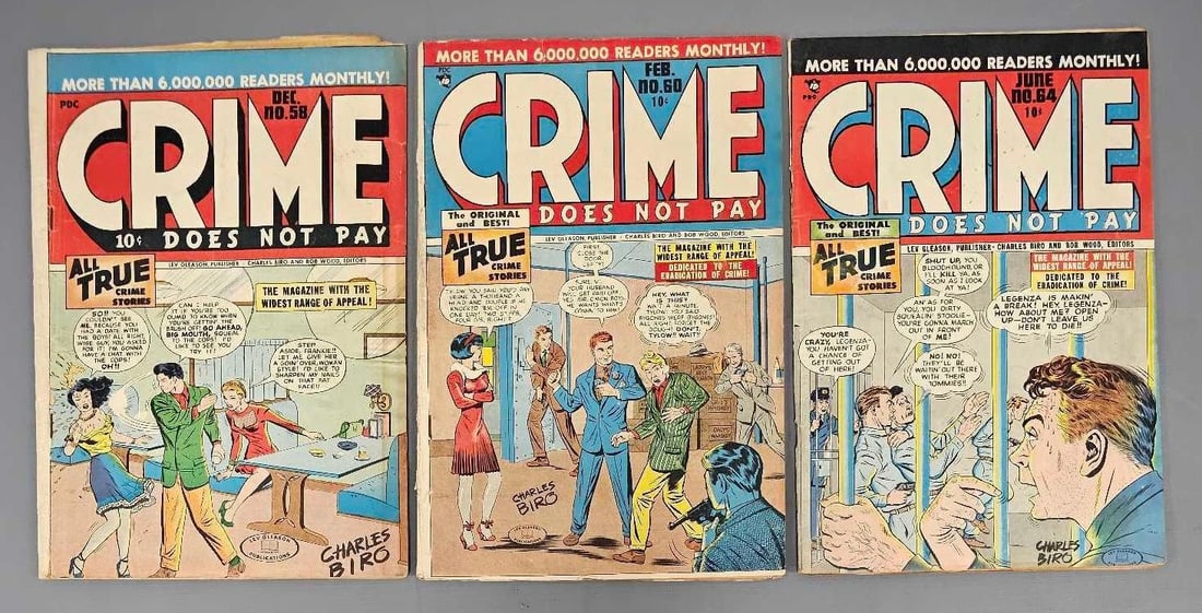 Three Golden Age Crime Does Not Pay comics (1 of 5)