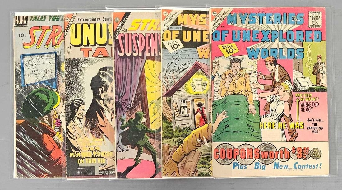 Five Silver Age sci-fi and suspense related comics with 3 Ditko covers (1 of 3)
