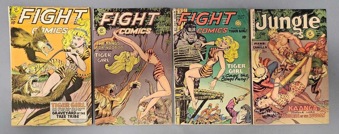 Four Fight and Jungle Comics with one bondage cover (1 of 4)