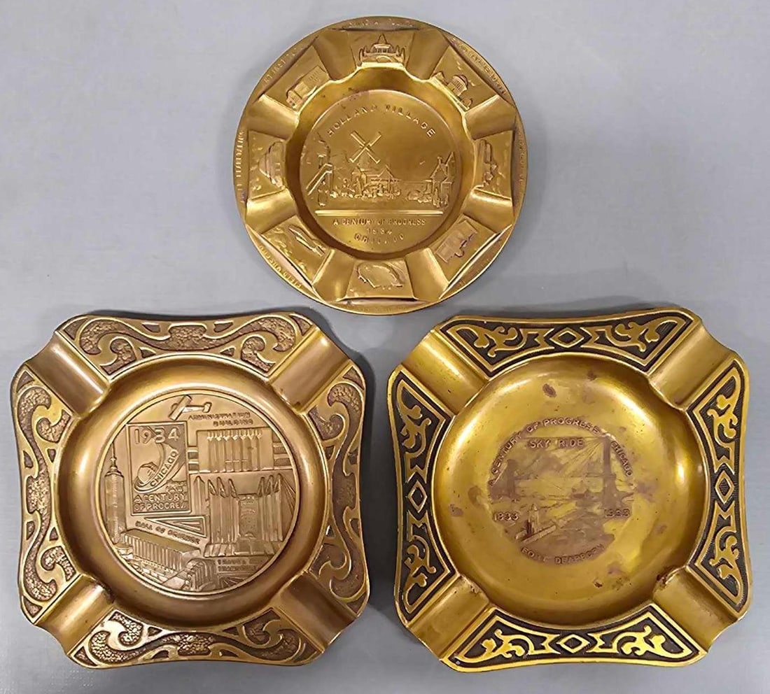 1933-1934 Chicago World's Fair copper ashtrays (1 of 7)