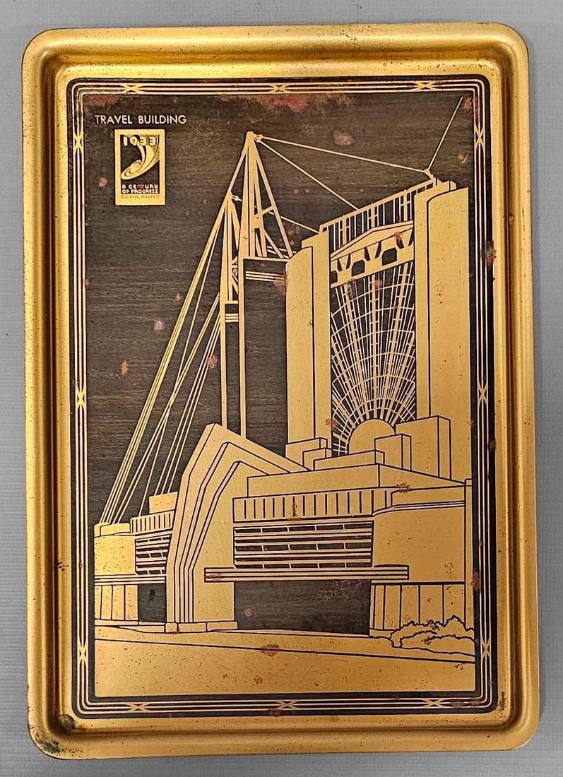 1933 Chicago World's Fair Travel and Transportion brass tray (1 of 4)