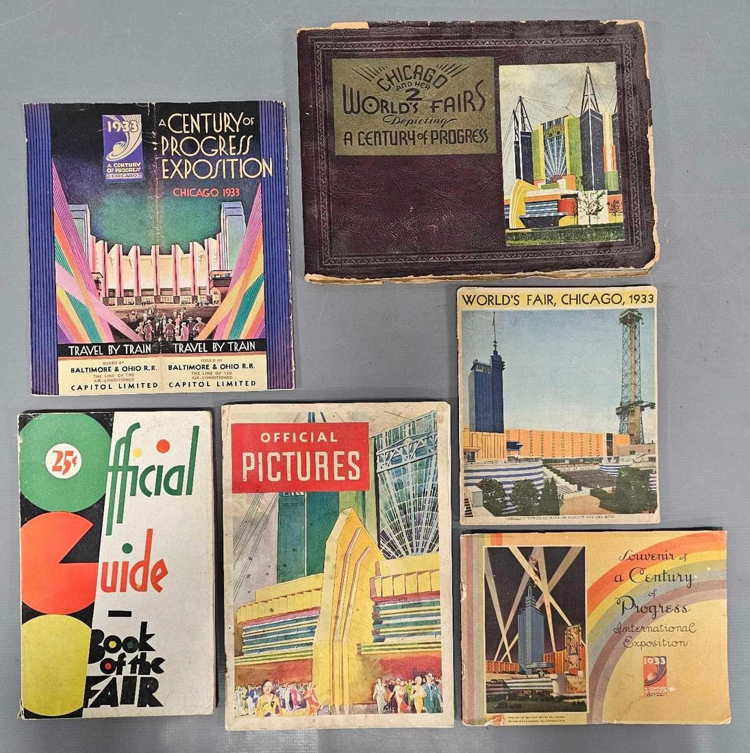 Group of 1933 Chicago Worlds Fair of six ephemera guide books photo books etc (1 of 4)