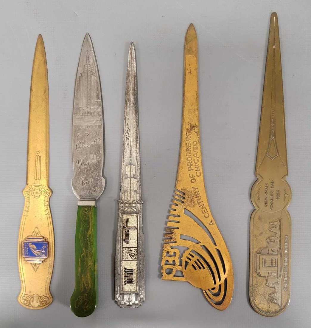 Five Chicago Worlds Fair and New York Worlds Fair  Fair letter openers (1 of 5)
