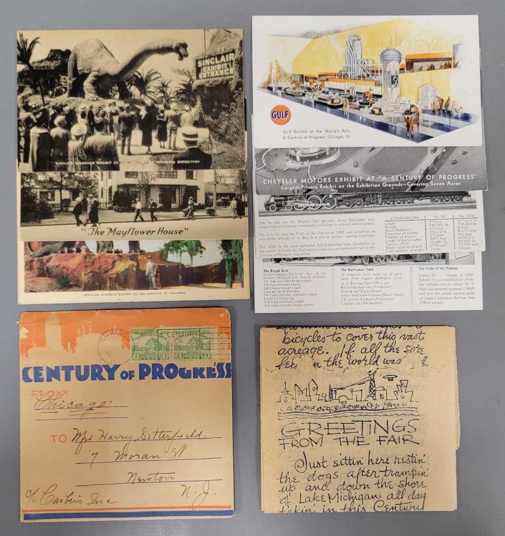 Chicago Worlds Fair Seven postcards and one letter (1 of 12)