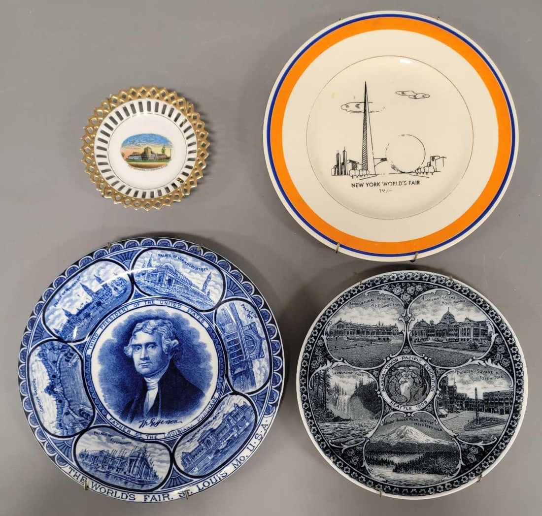 Four Souvenir Plates from New York Worlds Fair St Louis Worlds Fair Chicago Worlds Fair etc (1 of 9)
