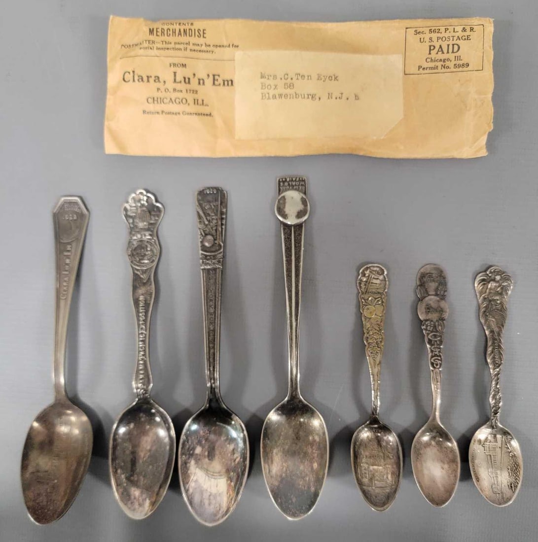 Collection of Seven Souvenir Spoons From Worlds Fairs and Expositions (1 of 8)