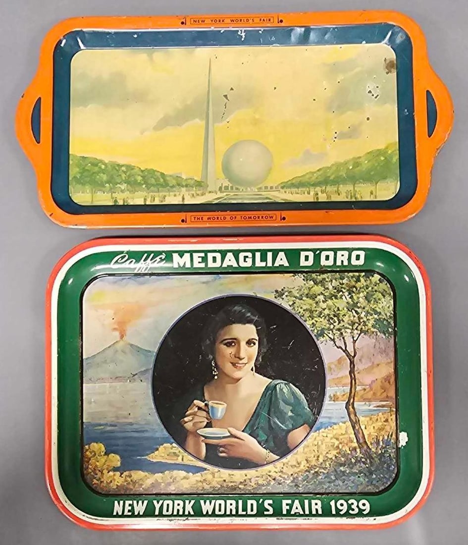 Two 1939 New York Worlds Fair Metal Serving Trays (1 of 5)