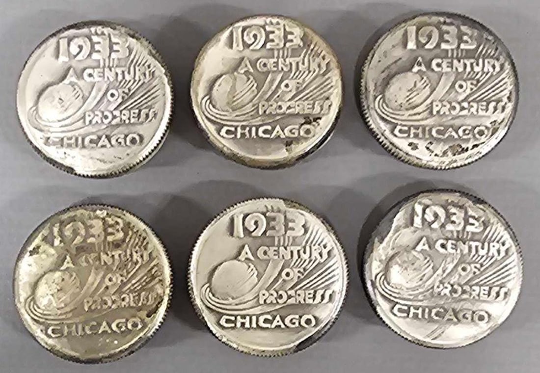 Six 1933 Chicago World's Fair cigar tube caps (1 of 5)