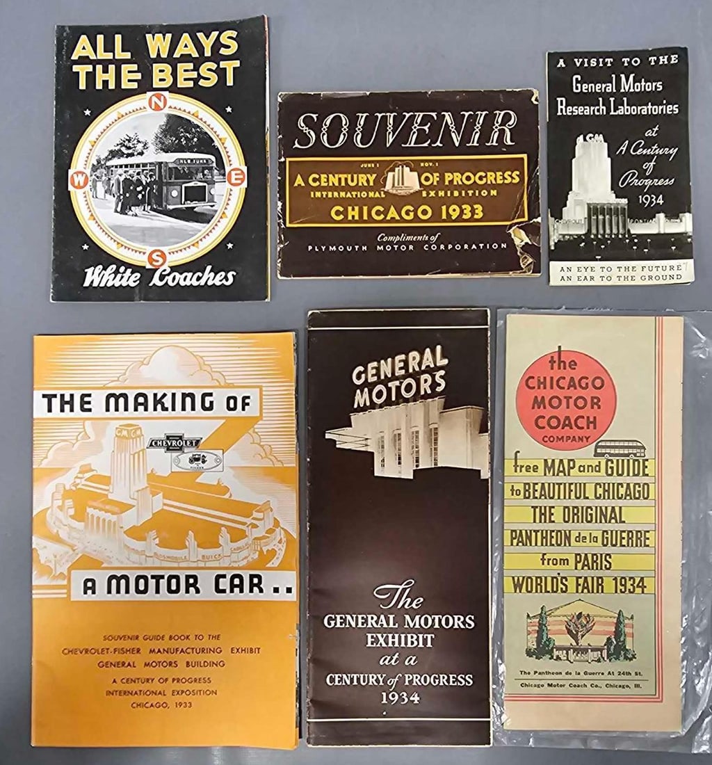 Group of 1933-1934 Chicago World's Fair Automotive ephemera consisting of GM Plymouth etc (1 of 4)