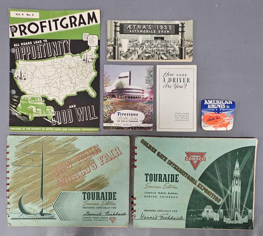 Group of seven automotive ephemera items from 1939 New York World's Fair and others (1 of 13)