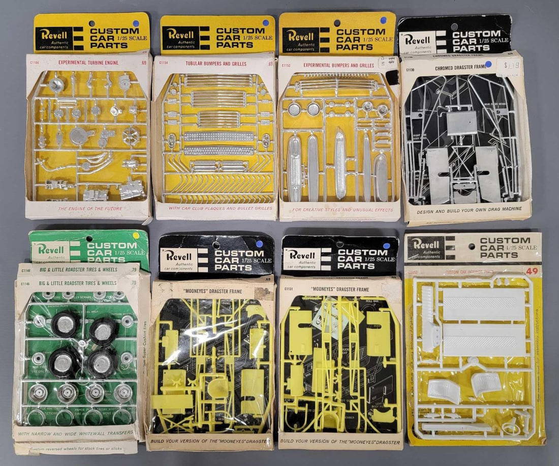 Eight Revell 1/25 Scale Custom Car Parts Kits Unused In Original Boxes