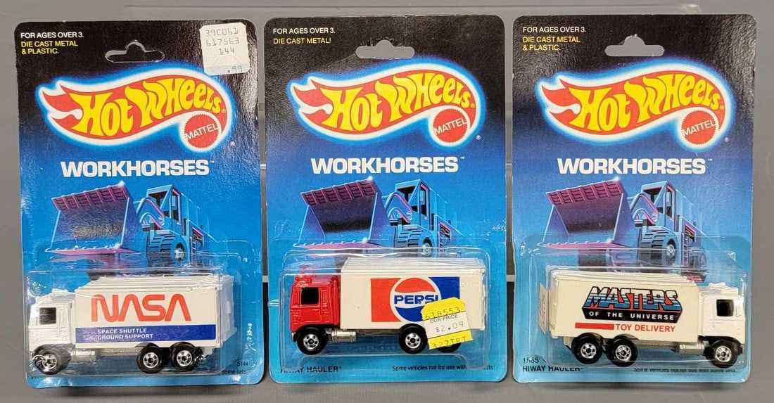 Group of three Hot Wheels Workhorses Hiway Haulers on sealed blister cards (1 of 5)