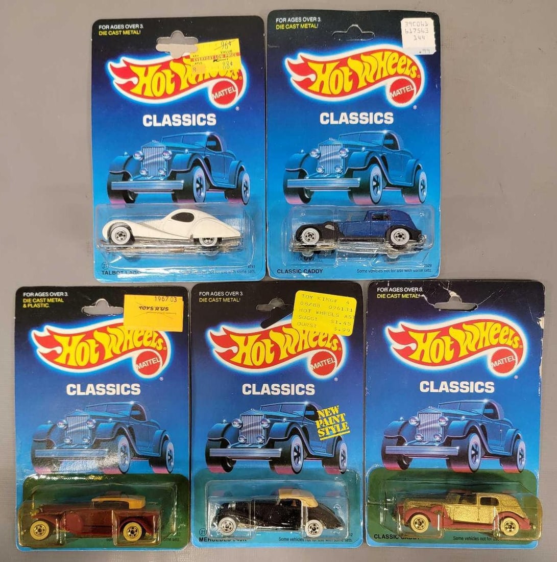 Group of five Hot Wheels Classics on sealed blister cards (1 of 3)