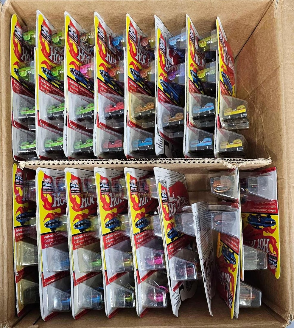 Group of fifty six Hot Wheels 25th Anniversary cars on sealed blister cars (1 of 5)
