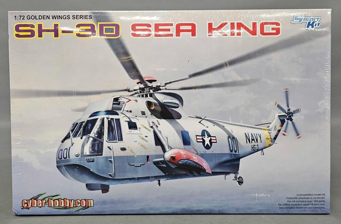 Factory sealed Dragon 1:72 Golden Wings Series SH-3D Sea King helicopter kit 5104: Factory sealed Dragon 1:72 Golden Wings Series SH-3D Sea King helicopter kit, stock number 5104, mint condition as seen in the photos.