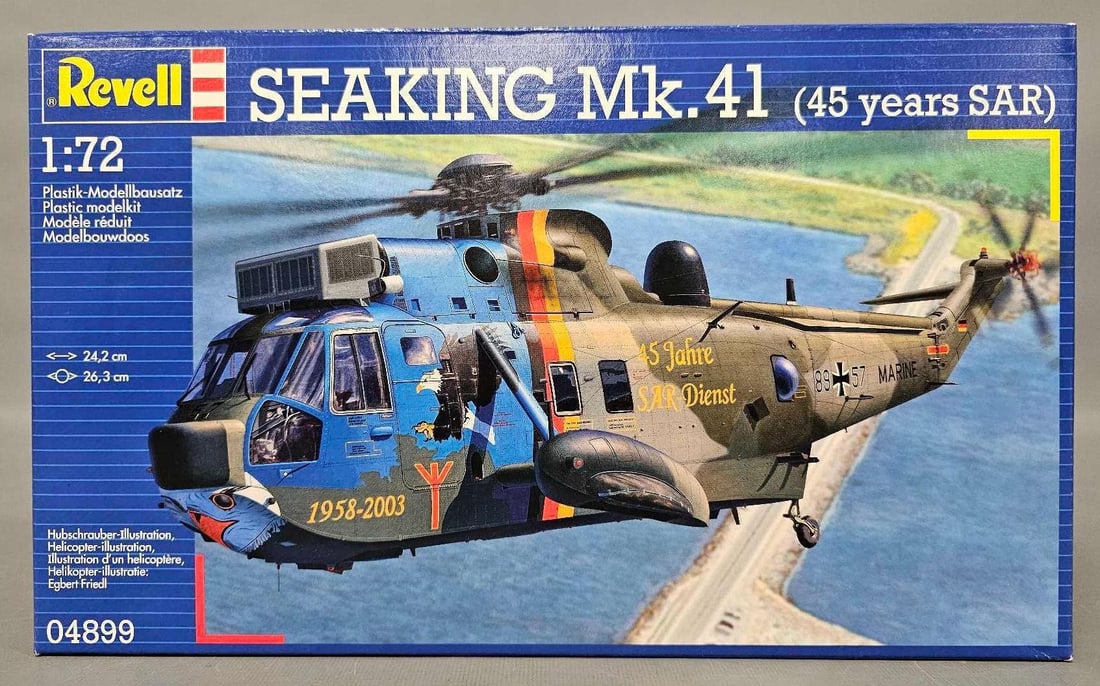 Factory sealed Revell 1:72 Sea King Mk.41 kit 04899: Factory sealed Revell 1:72 Sea King Mk.41 kit stock number 04899 mint as seen in the photos.