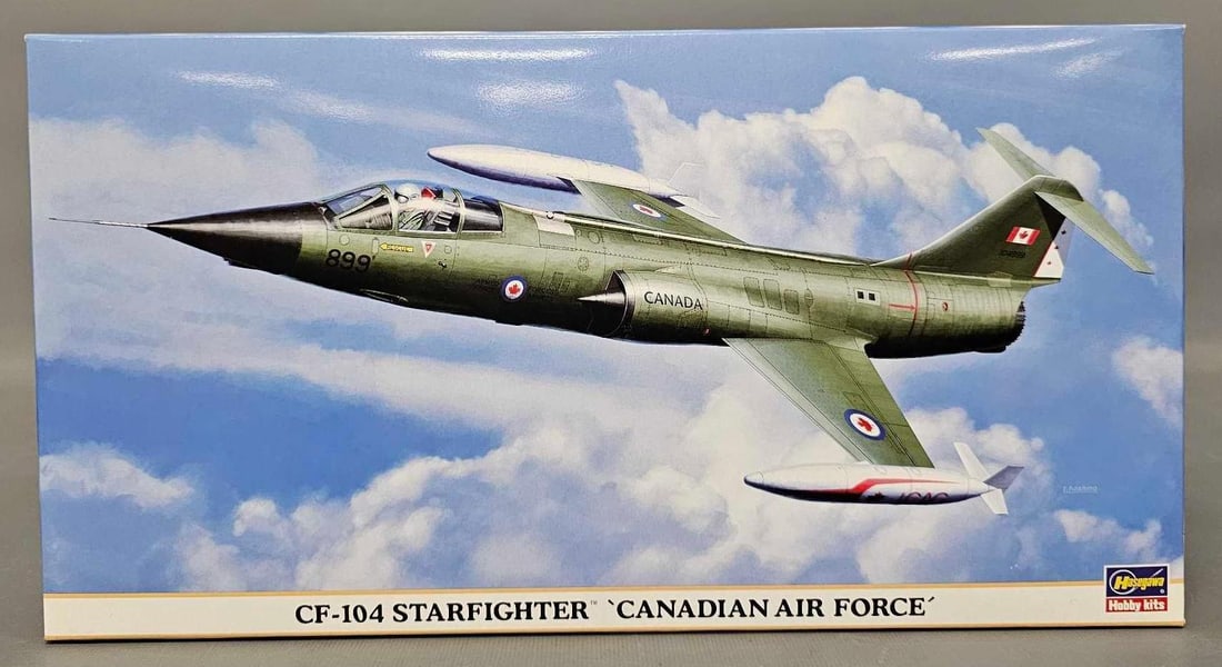 Hasegawa 1:48 CF-104 Starfighter Canadian Air Force kit 09539: Hasegawa CF-104 Starfighter Canadian Air Force Special version kit stock number 09539 This is an open box, sealed bag kit with all parts accounted for and an original instruction sheet mint as seen in