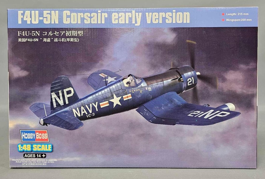 Hobby Boss 1:48 F4U-5N Corsair early version kit 80390: Hobby Boss 1:48 F4U-5N Corsair early version kit stock number 80390 This is an open box, sealed bag kit with all parts accounted for and an original instruction sheet mint as seen in the photos.