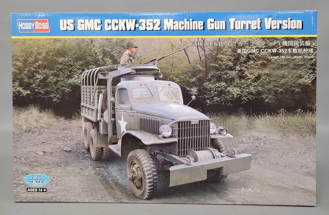Hobby Boss 1:35 US BMC CCKW-352 Machine Gun Turret Version kit 83833: Hobby Boss 1:35 US BMC CCKW-352 Machine Gun Turret Version kit stock number 83833 This is an open box, sealed bag kit with all parts accounted for and an original instruction sheet mint as seen in the