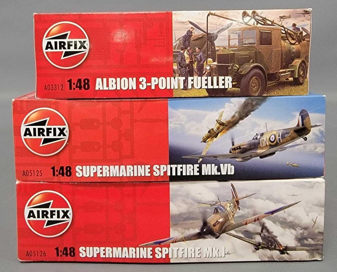 Group of three Airfix 1:48 military planes and truck kit A03312 A05125 A05126 (1 of 9)