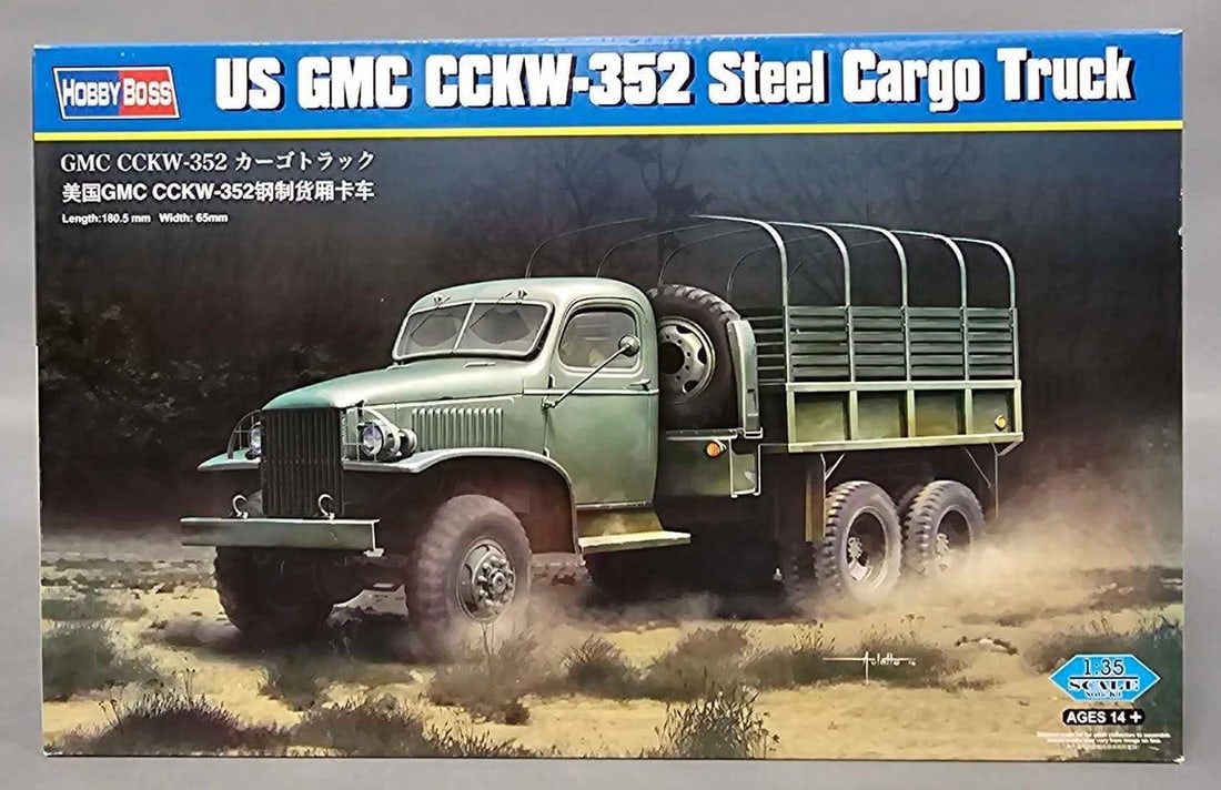Hobby Boss 1:35 US GMC CCKW-352 Steel Cargo Truck kit 83831: Hobby Boss US GMC CCKW-352 Steel Cargo Truck kit stock number 83831 This is an open box, sealed bag kit with all parts accounted for and an original instruction sheet mint as seen in the photos.