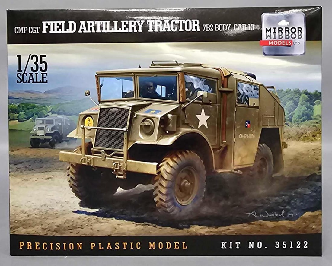 Mirror Models 1:35 Field Artillery Tractor kit 35122: Mirror Models 1:35 Field Artillery Tractor kit stock number 35122 This is an open box, sealed bag kit with all parts accounted for and an original instruction sheet mint as seen in the photos.