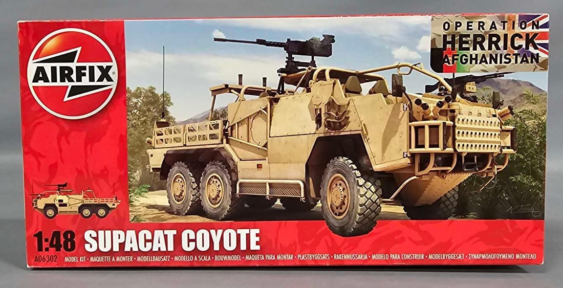 Factory sealed Air Fix 1:48 Supacat Coyote kit 06302: Factory sealed Air Fix 1:48 Supacat Coyote kit 06302 mint as seen in the photos.