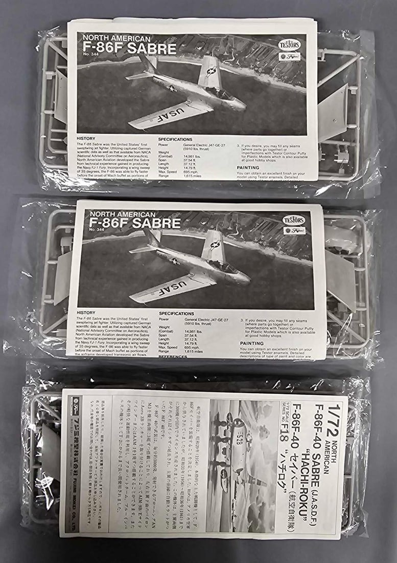 Group of three F-86F Sabre kits in open bags kits (1 of 4)