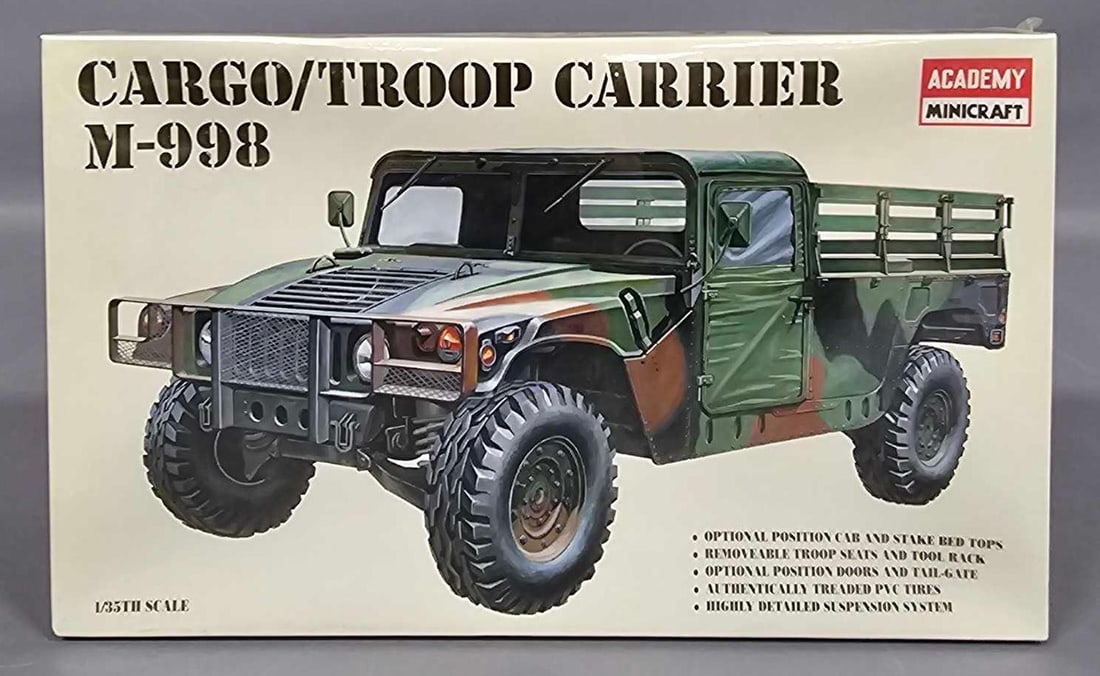 Factory sealed 1:35 Academy Minicraft Cargo/Troop Carrier M-998 kit 1362: Factory sealed 1:35 Academy Minicraft Cargo/Troop Carrier M-998 kit stock number stock number 1362 mint as seen in the photos.