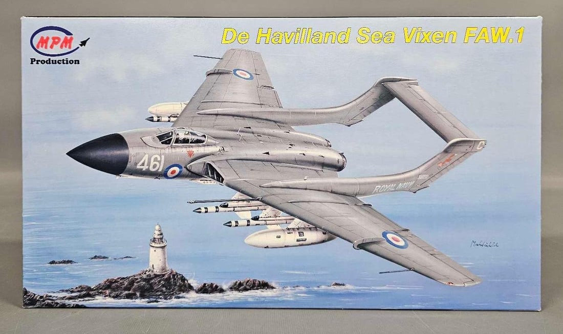 MPM 1:72 De Havilland Sea Vixen FAW.1 kit 72545: MPM 1:72 De Havilland Sea Vixen FAW.1 kit stock number 72545 This is an open box, sealed bag kit with all parts accounted for and an original instruction sheet mint as seen in the photos.