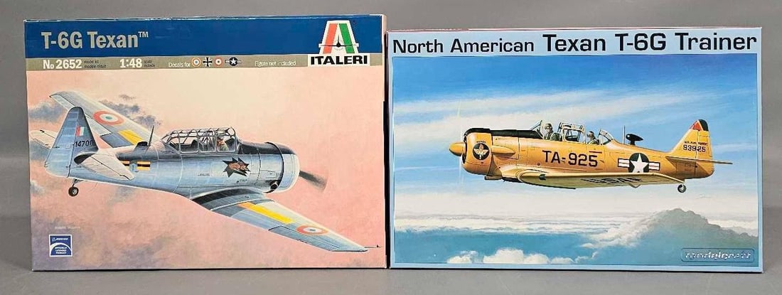 Group of two 1:48 kits Italeri T-6G Texan and Modelcraft T-6G kit 2652 013: Group of two 1:48 kits Italeri T-6G Texan kit stock number 2652 and Modelcraft T-6G kit stock number 48-013 These are an open box, sealed bag kit with all parts accounted for and an original instructi