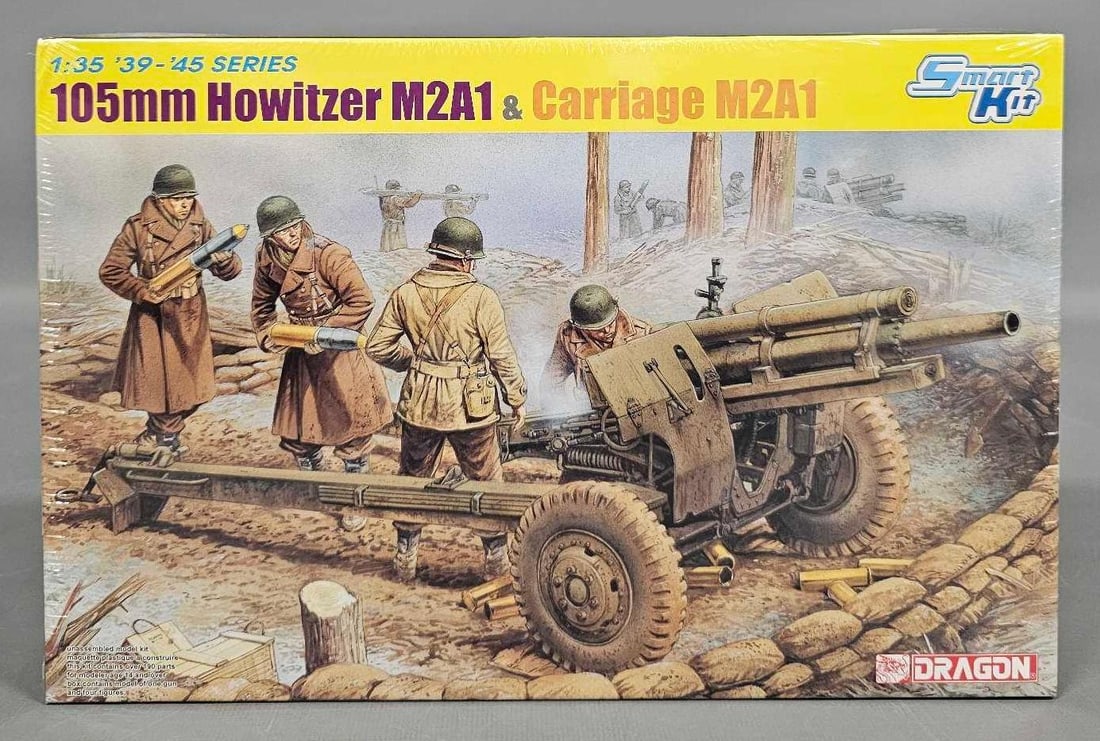Factory sealed 1:35 Smart Kit 105mm Howitzer M2A1 and Carriage M2A1 kit 6499: Factory sealed 1:35 Smart Kit 105mm Howitzer M2A1 and Carriage M2A1 kit stock number 6499 mint as seen in the photos.