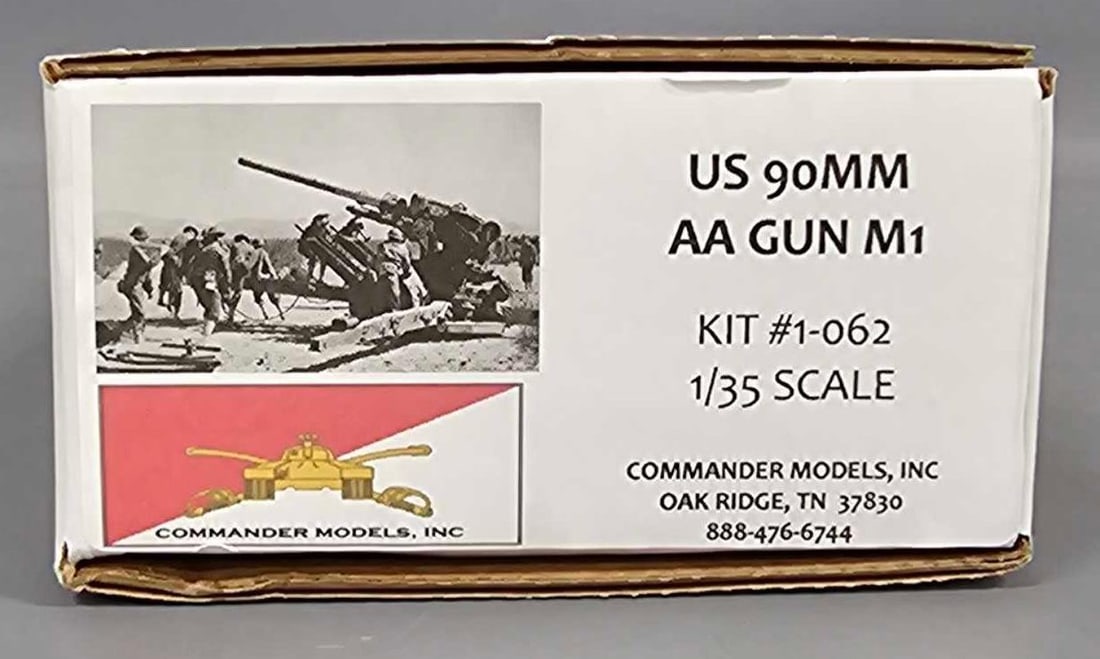1:35 Commander Models UA 90mm AA Gun M1 resin kit 062: 1:35 Commander Models UA 90mm AA Gun M1 resin kit stock number 1-062 This is an open box, sealed bag kit with all parts accounted for and an original instruction sheet mint as seen in the photos.