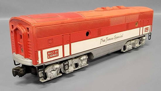 Lionel postwar O 2245C MKT Texas Special F-3 B unit: Lionel postwar O 2245C MKT Texas Special F-3 B unit, a great looking frame and sides but a badly faded roof that may polish out to be the original dark red. Sold as-is as seen in the photos with no