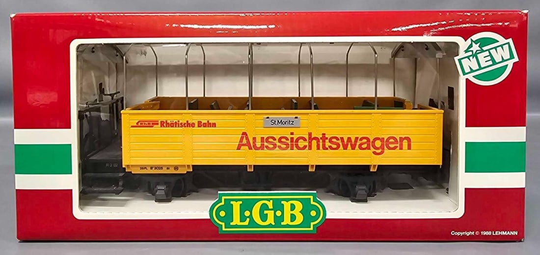 LGB G gauge 3025 St. Moritz open coach tourist passenger car in original box (1 of 8)