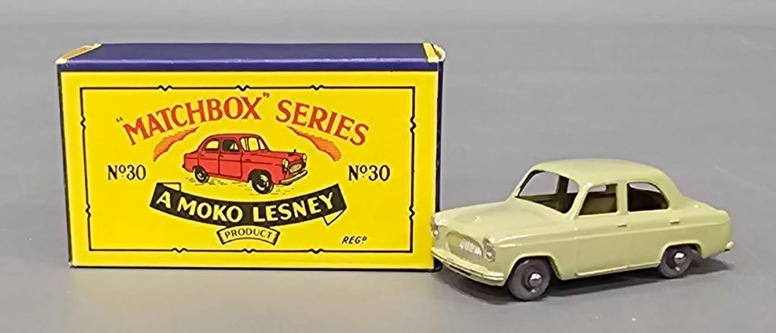 Gorgeous Matchbox Moko Lesney 30 Blue Ford Prefect In Original Box