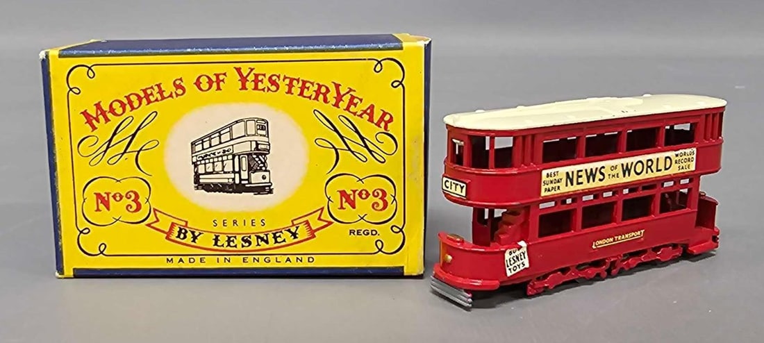 Lesney Models of Yesteryear 3 E Class Tramcar in a C style box: Lesney Models of Yesteryear 3 E Class Tramcar in excellent to near mint condition in a very good to excellent C style box as seen in the photos.