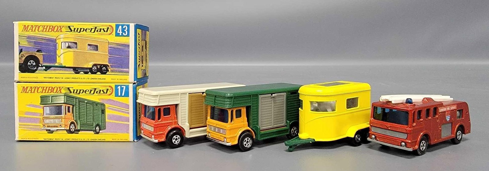 Group of Matchbox transitonal Fire and Livestock cars (1 of 11)