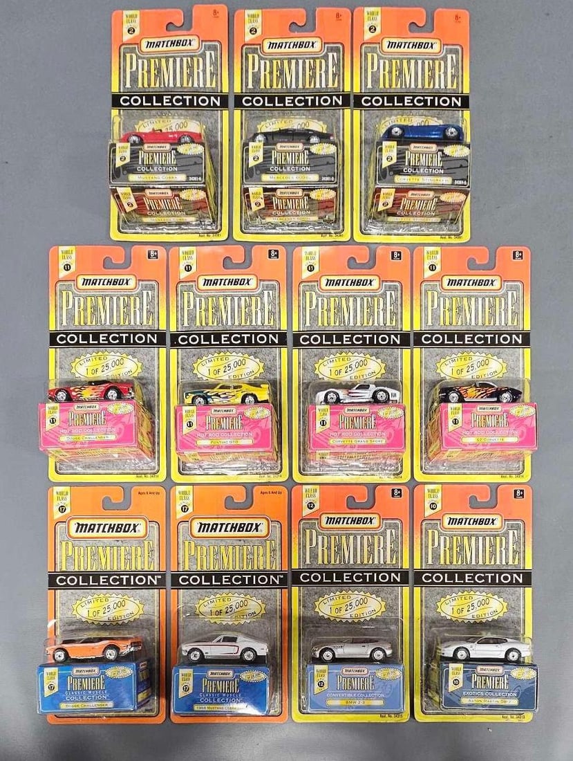 Group of 11 Matchbox Premier Collection in original blister packs: Group of 11 Matchbox Premier Collection in original blister packs. All cars are in near mint condition in excellent original blister packs as seen in the photos.
