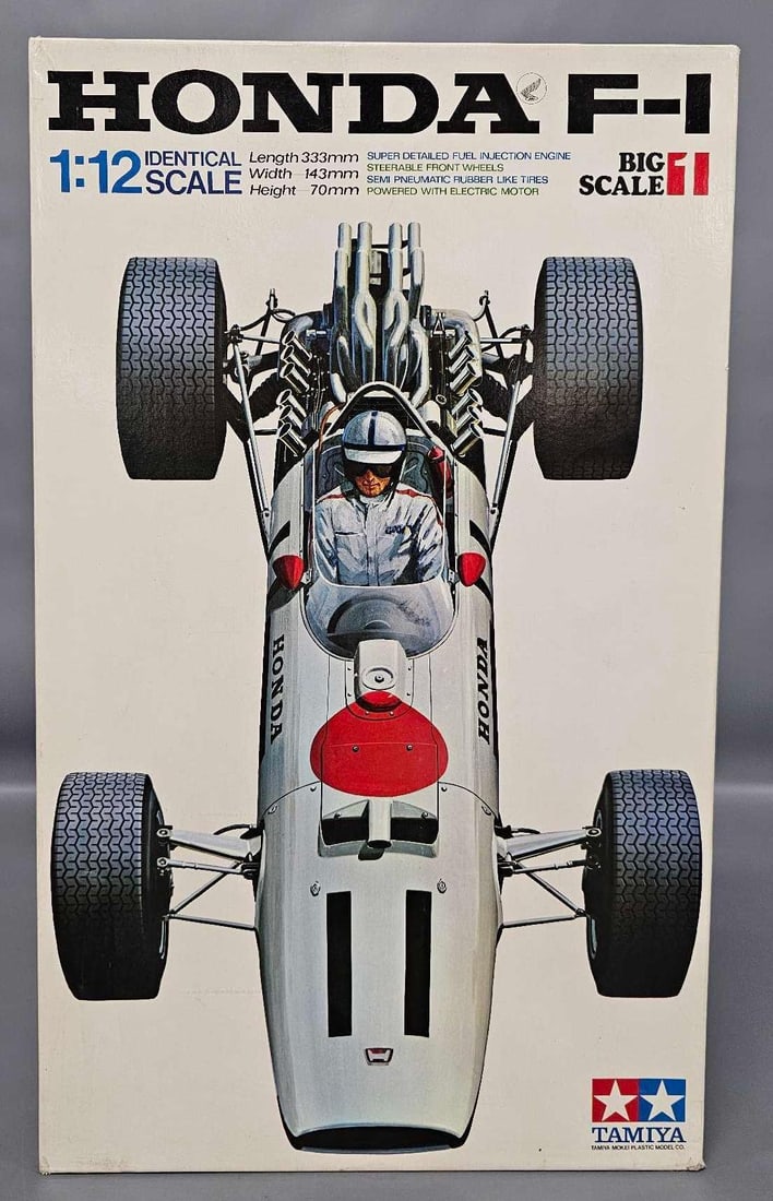 Tamiya 1/12 Honda F-1 Big Scale 1 kit 1198: Tamiya 1/12 scale Honda F-1 Big Scale 1 kit stock number BS1201 1198 in open box without decals all other parts are in factory sealed bags in near mint condition as seen in the photos.