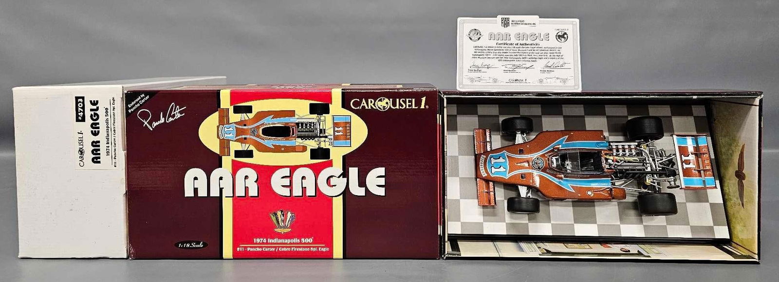Carousel 1 1974 1/18 Indy 500 AAR Eagle Pancho Carter  in original box (1 of 13)