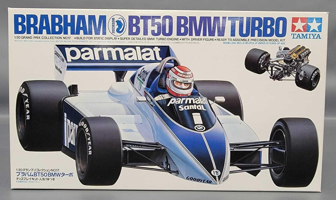 Fujimi Brabham BT50 BMW turbo kit 20017 in original box: Fujimi Brabham BT50 BMW turbo kit 20017 in in open box with all plastic parts accounted for factory sealed bags in near mint condition but is missing the decals as seen in the photos.