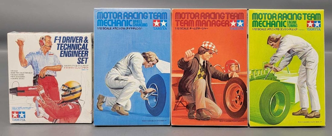 Four Tamiya 1/2 and 1/20 GP crew members in original box kits 20027 2203 2205 2202 (1 of 6)